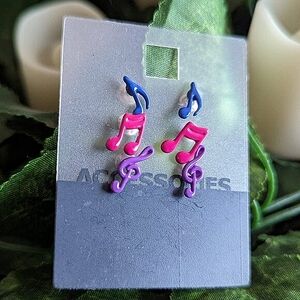 Pack of Three Vintage Musical Note Stud Earrings